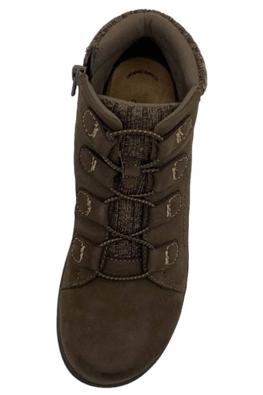 Clarks Collection Leather & Knit Ankle Boots Carleigh Jade Taupe - Narrow - Picture 3 of 3